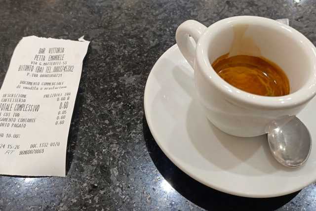 Il prezzo del caff� al bar aumenta, ma non a Bitonto: qui continua a costare anche 60 centesimi